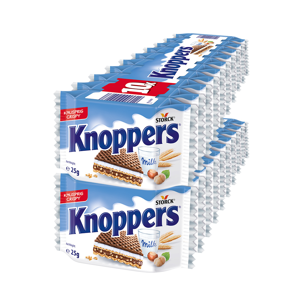 Knoppers 优立享 德国Knoppers牛奶巧克力榛子威化饼干10连包 250g*2进口 57.95元（