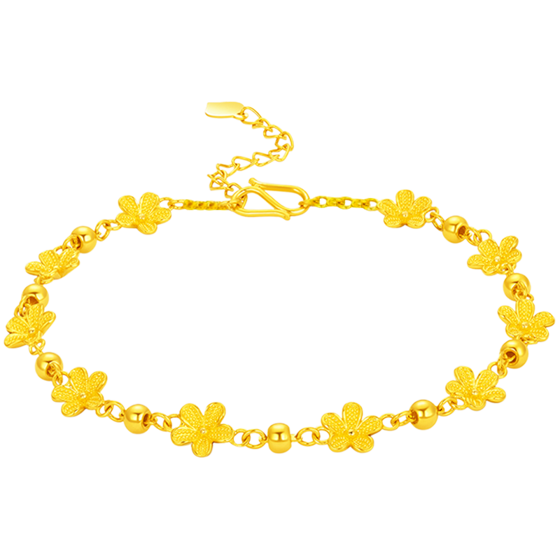 中国黄金 浪漫花海黄金手链女足金手饰黄金首饰纪念 足金花海手链 约5.6g 68