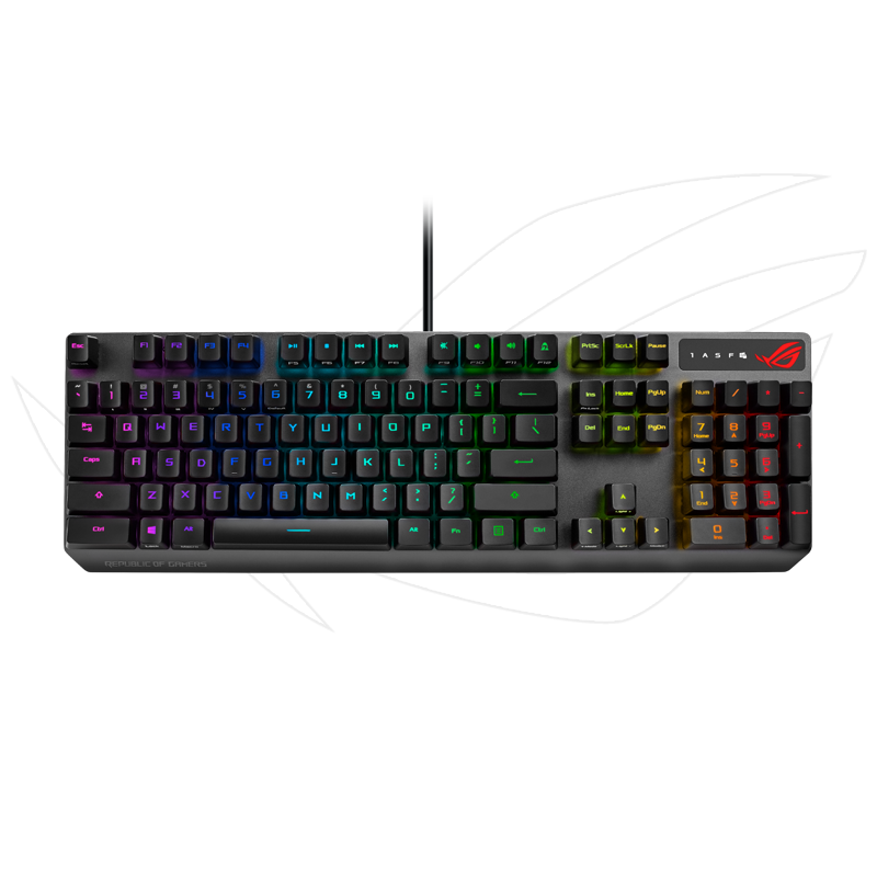 PLUS会员：ROG 游侠RX PBT版 机械键盘 有线游戏键盘光学触发机械蓝轴RGB背光键