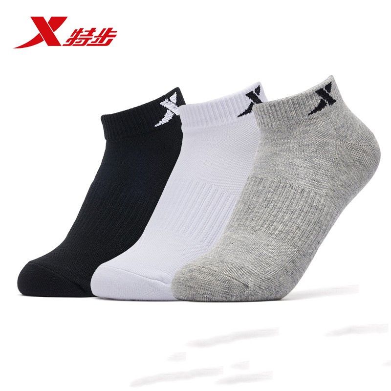 XTEP 特步 男子袜子短袜舒适潮流舒适防臭运动短袜三双装 35元