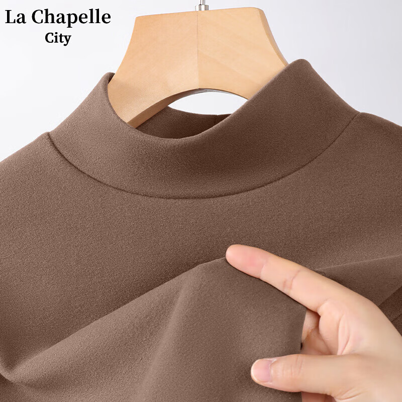 La Chapelle City 拉夏贝尔 女士双面德绒半高领修身打底衫 10.9元（需用券）