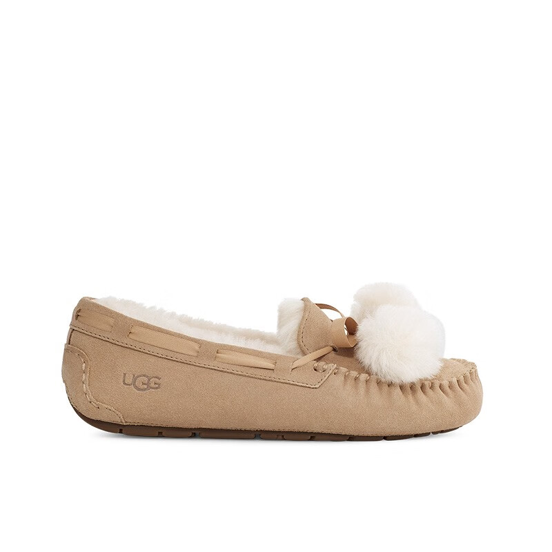 UGG 冬季女士舒适平底低帮茸茸毛球懒人豆豆鞋1138651 SAN | 沙色 605.76元（需用