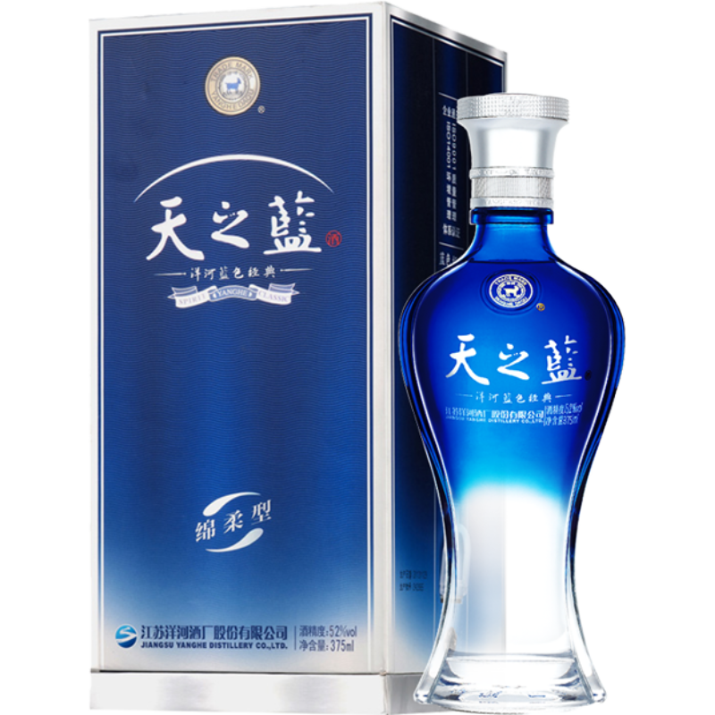 洋河 天之蓝 蓝色经典 52%vol 浓香型白酒 375ml 单瓶装 ￥189.05