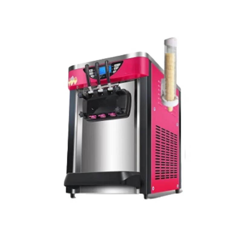 苏勒 冰淇淋机雪糕机器商用全自动摆摊立式小型台式冰激凌机 台式红色膨