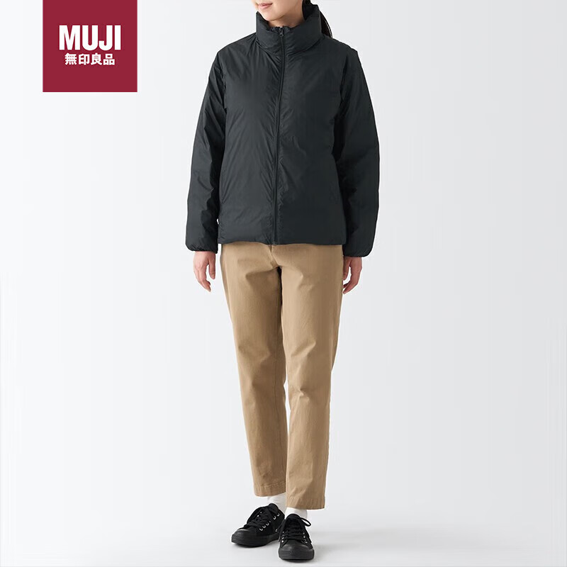 MUJI 無印良品 女式 便携式 立领羽绒夹克 BDC32C2A 黑色 ￥256.1