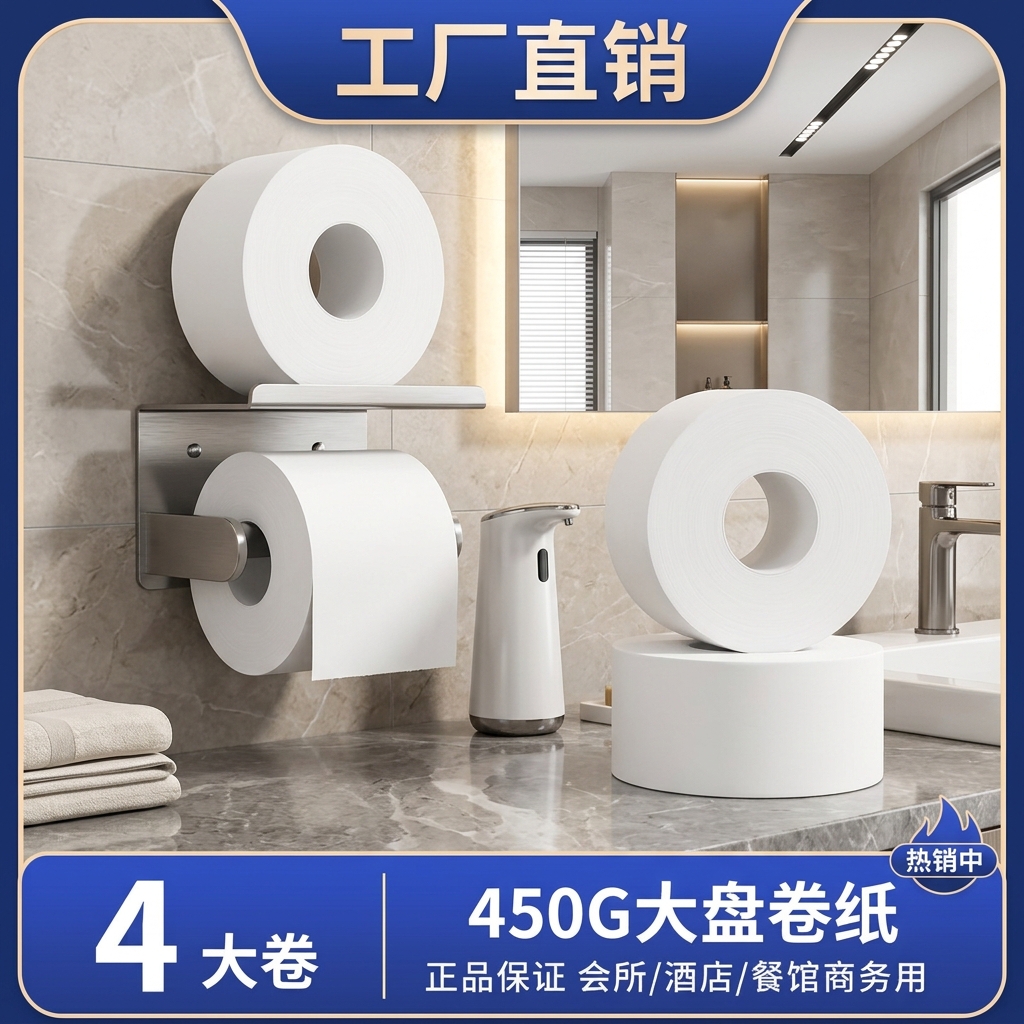 简约之家商用大卷纸450g整箱酒店大盘卷纸厕纸大卷筒纸擦手纸批发整箱纸巾