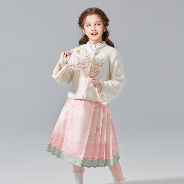 笛莎 女童中大童冬装加绒两件套拜年服 139元