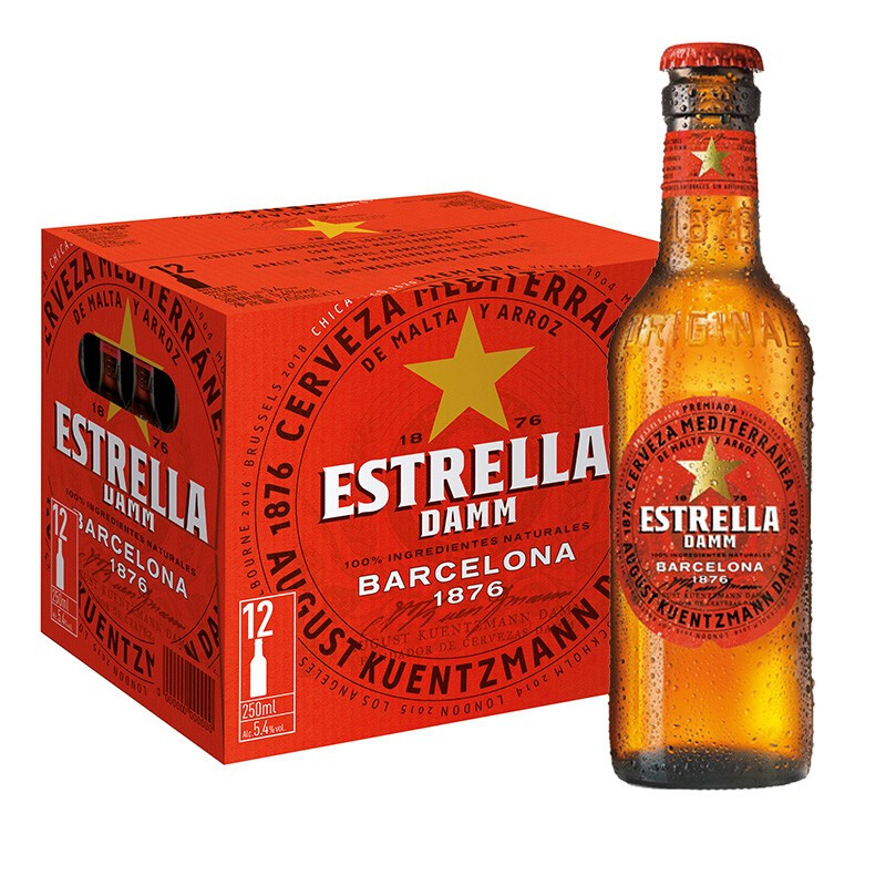 星达露 Estrella Damm 星达露 地中海式高度拉格黄啤酒 330mL*12瓶 83元（需买2件