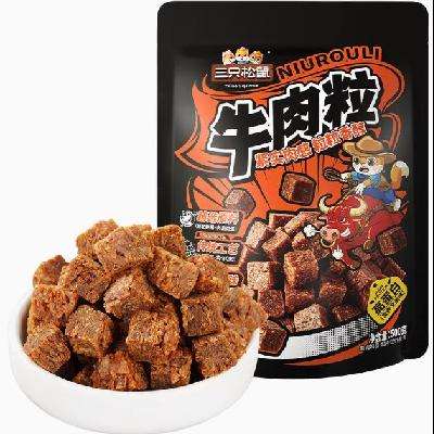 88VIP：三只松鼠 混合口味牛肉粒 500g/袋 25.55元包邮（下单立减）