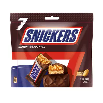 百亿补贴：Snickers/士力架 花生夹心巧克力 20g*7条 6.89元包邮