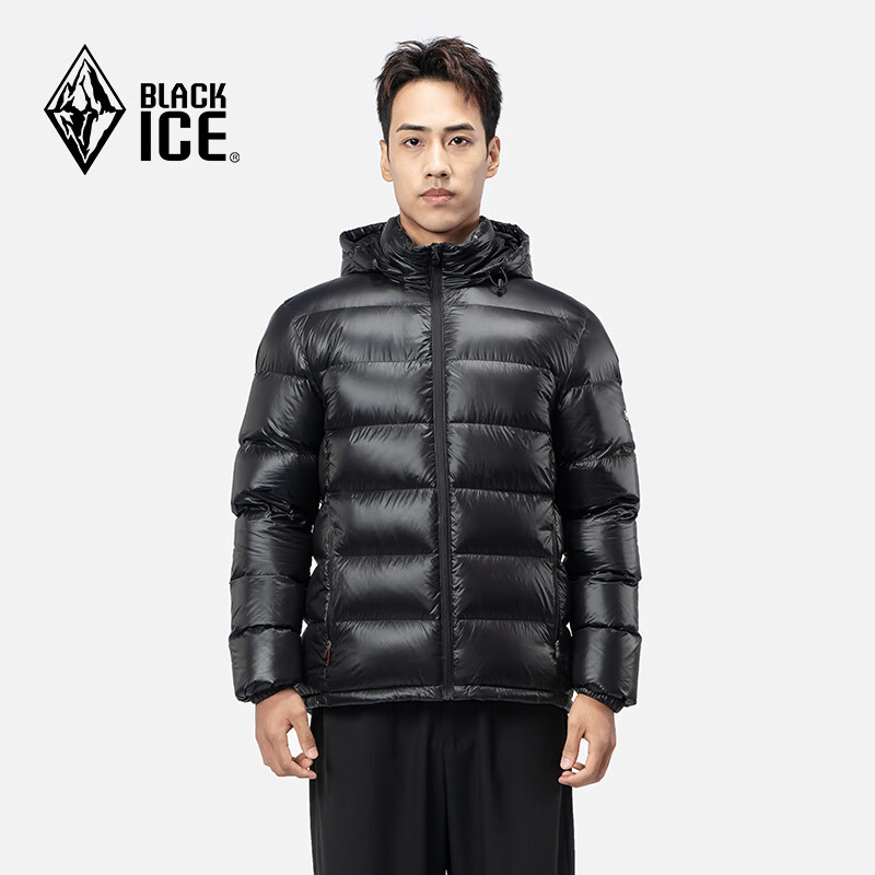 BLACKICE 黑冰 可脱卸帽男款羽绒外套 黑色 L 328.51元（需用券）