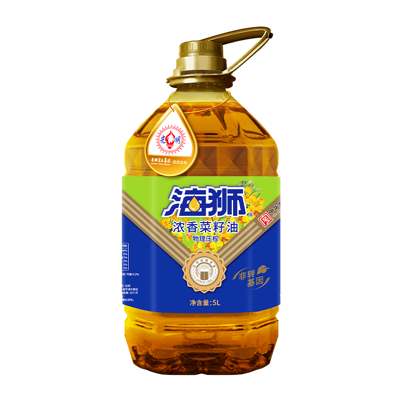 PLUS会员：海狮浓香菜籽油5L 非转基因物理压榨 烹饪炒菜煎炸食用油 中华老