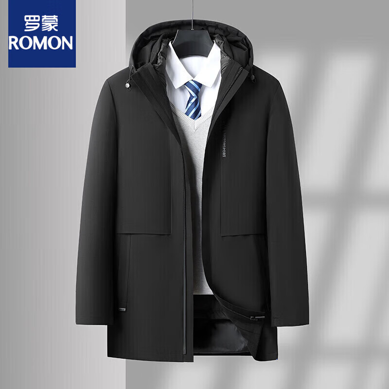 ROMON 罗蒙 白鹅绒羽绒服男冬季商务可脱卸内胆外套一衣三穿23035 389元（需用