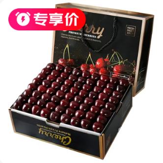 愉果（yuguo）智利进口车厘子 水果礼盒 5斤(净重) 2JJ级28-30mm特大果 69.9元（