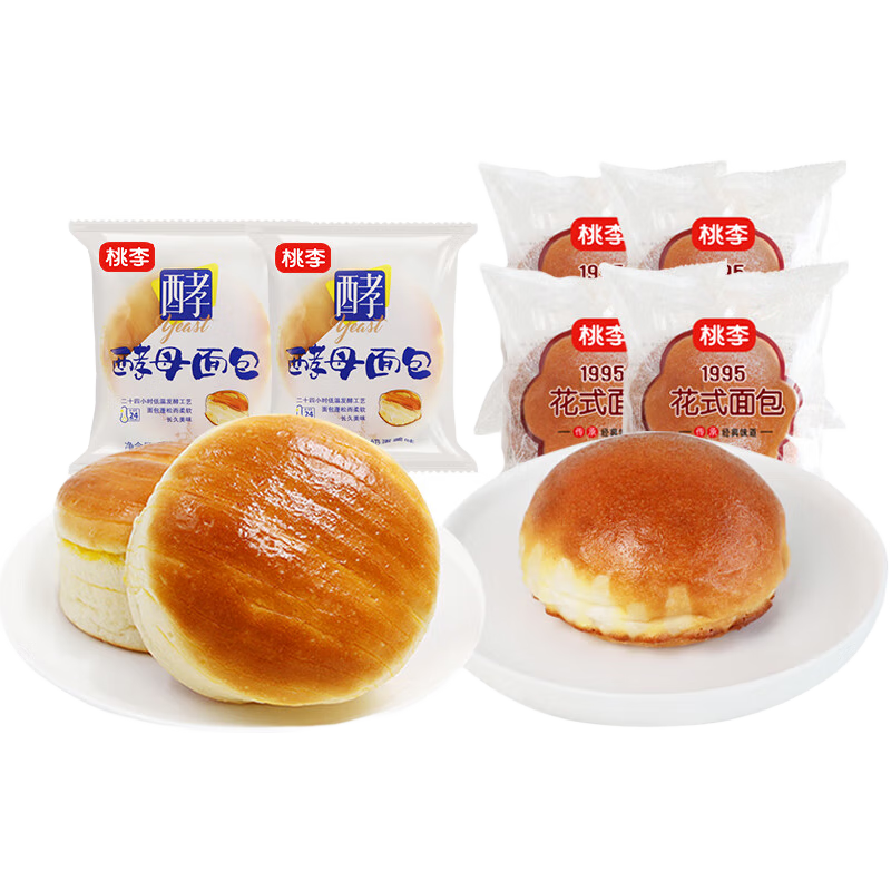 京东百亿补贴：桃李 面包 430g 酵母（牛奶蛋羹味）2袋 +花式4袋 11.9元包邮