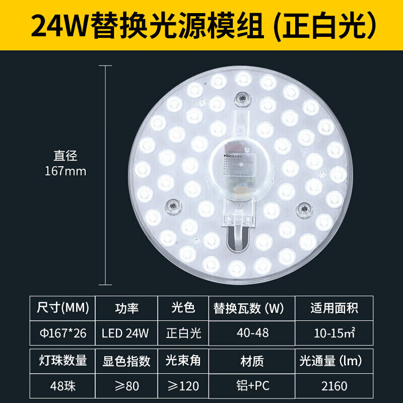 雷士照明 ed吸顶灯芯 24W 正白光 17.85元（满减）