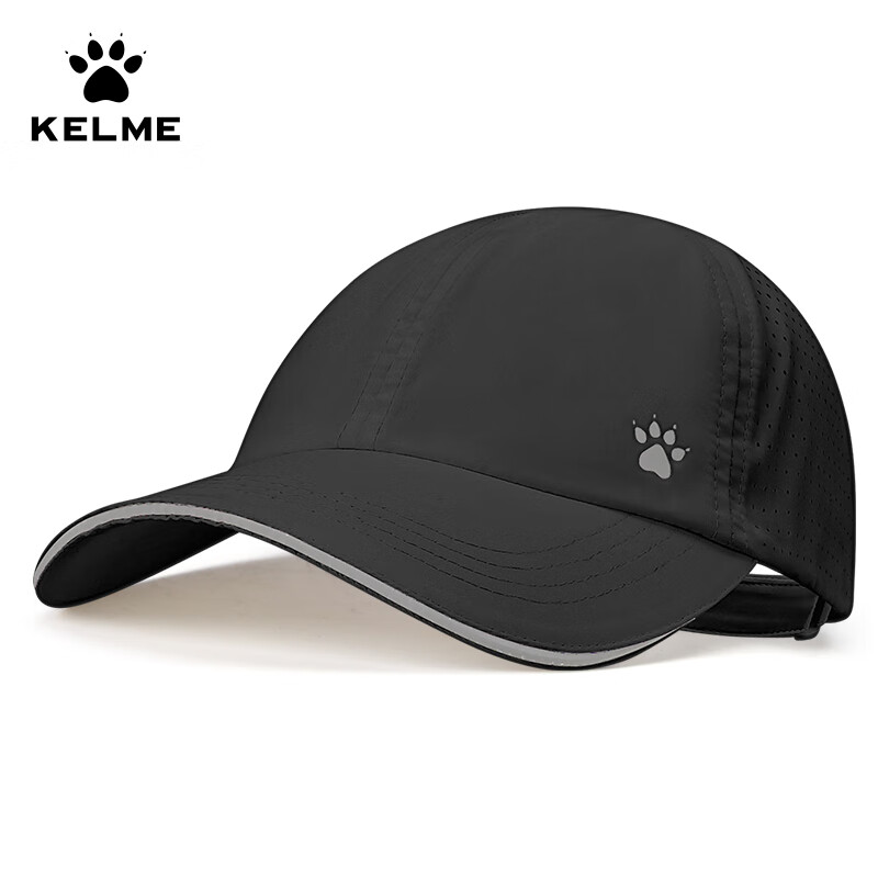 KELME 卡尔美 运动帽男女夏季新款速干跑步帽轻薄透气软顶时尚遮阳帽子 黑色 39元