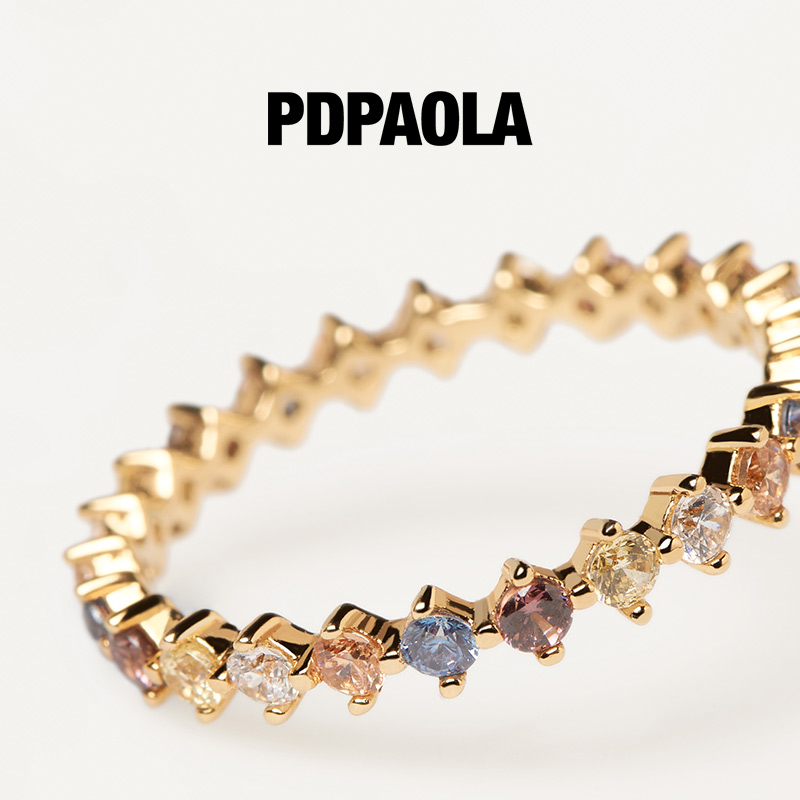 PDPAOLA 西班牙PDPAOLA复古彩色宝石自律戒指女小众设计师食指戒轻奢Sage 472元