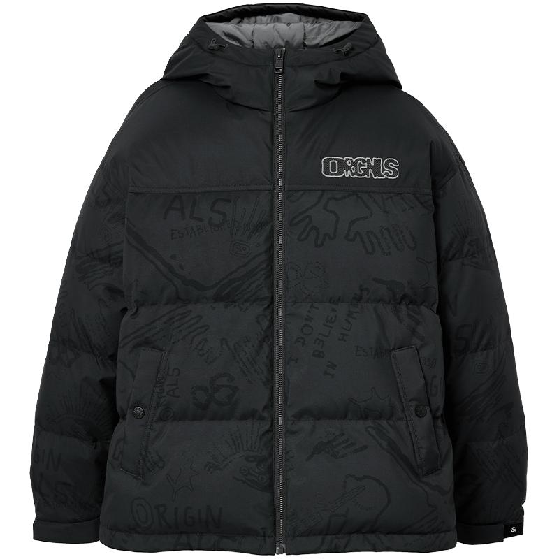 JACK&JONES 男装25年秋冬季连帽羽绒服男短款鸭绒潮流休闲外套 E44黑砂色 593元