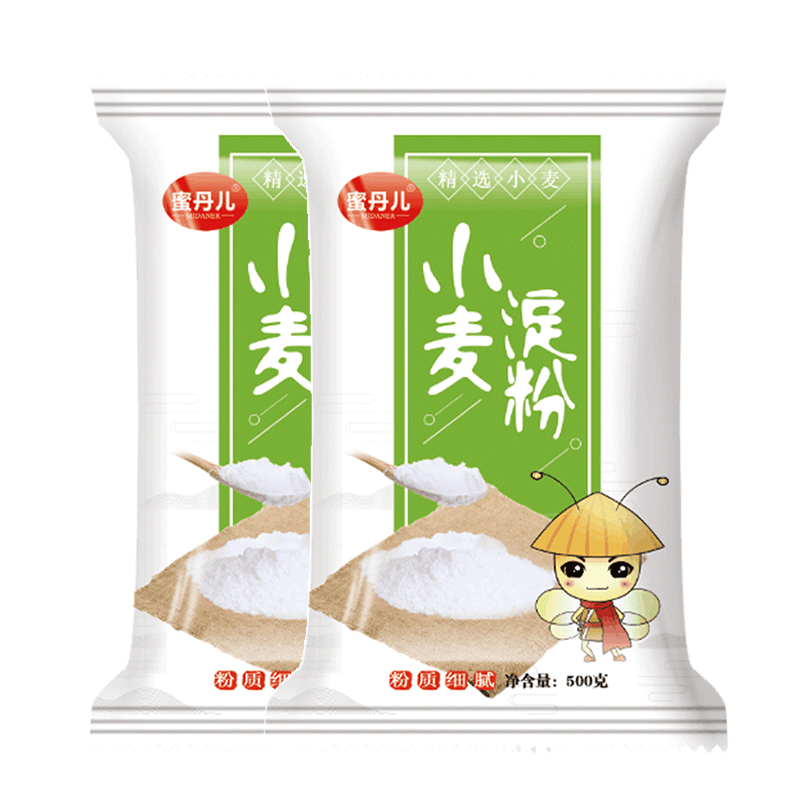 plus会员:蜜丹儿小麦淀粉 家用食用澄粉澄面水晶虾饺粉500g*2袋 冰皮月饼粉 5.