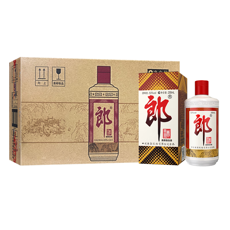 预售：郎酒 普郎 53度 酱香型白酒 200ml*12瓶 整箱装 1028元 包邮（定金10元，