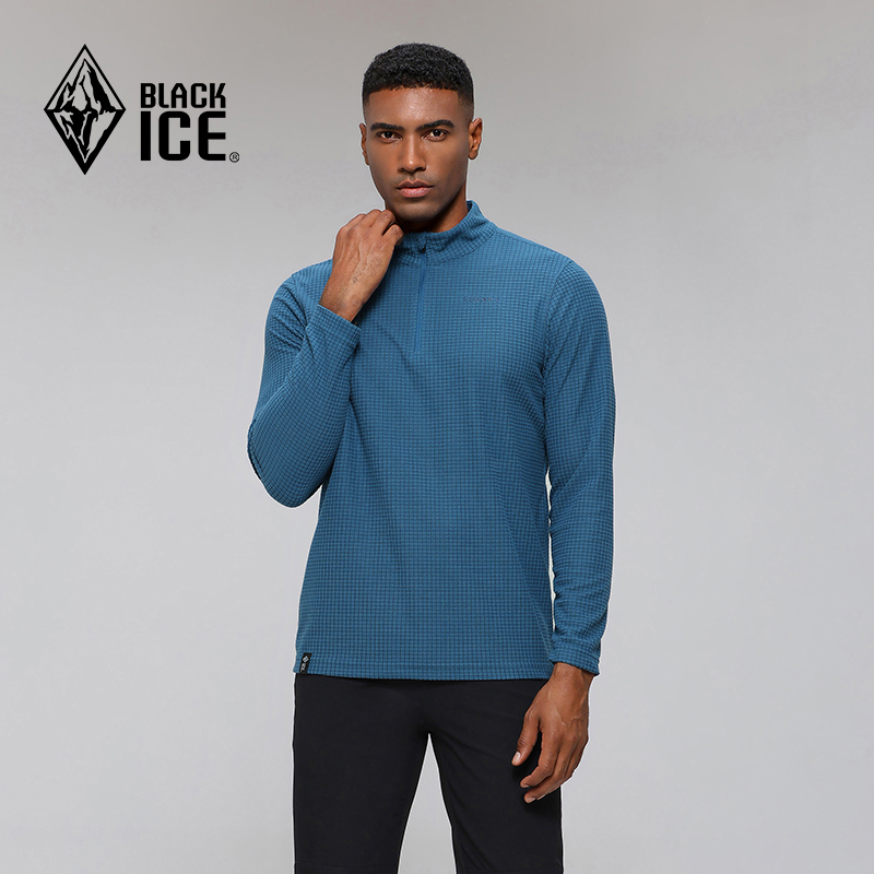 BLACKICE 24新款户外华夫格薄款保暖半拉链立领套头抓绒衣男款 99元