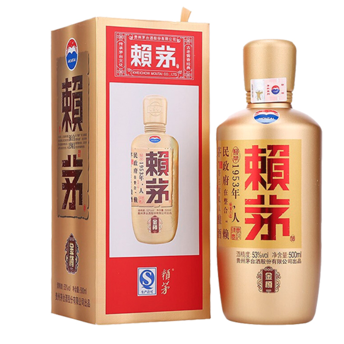 MOUTAI 茅台 赖茅酒 金樽 53%vol 酱香型白酒 500ml 单瓶装 348元（需用券）