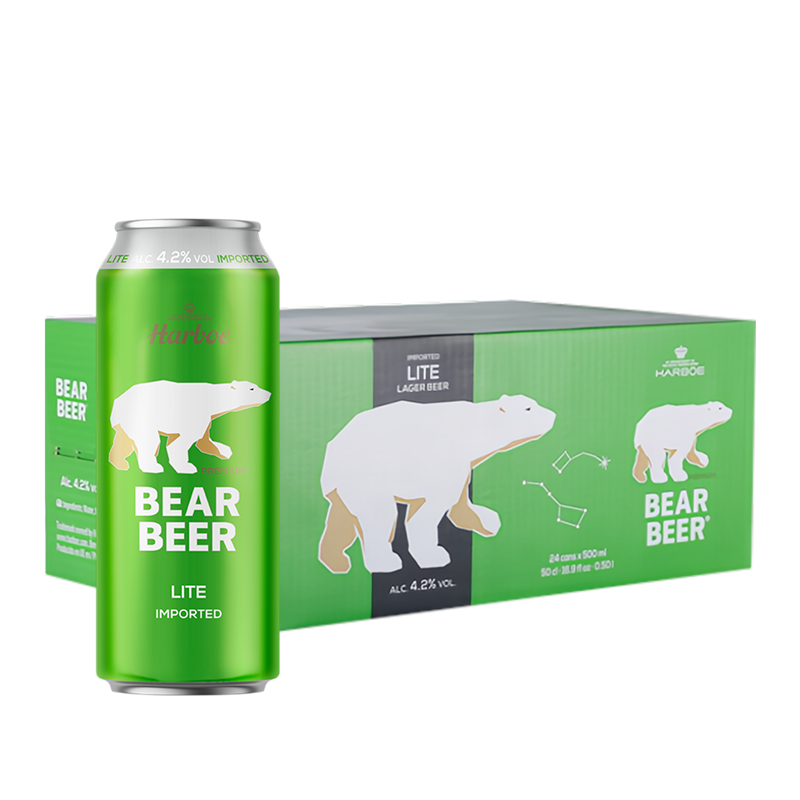 豪铂熊 BearBeer Harboe 豪铂熊 清爽啤酒 500ml*24罐 99元（需用券）