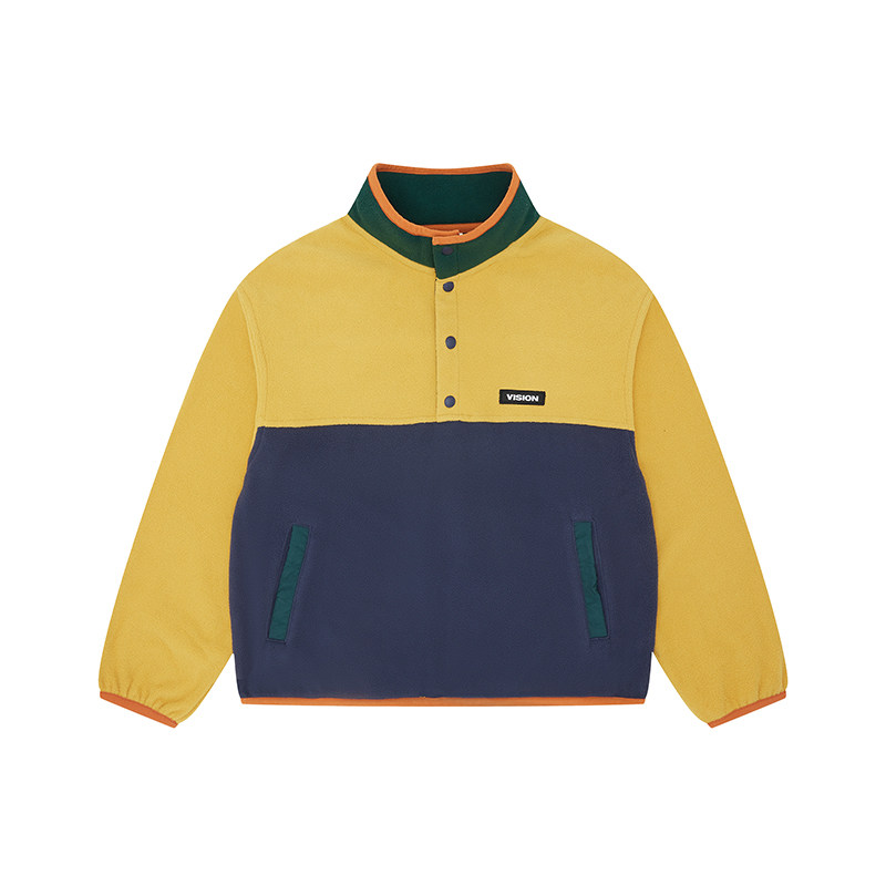 移动端：Vision Street Wear VISION KIDS 美式复古撞色摇粒绒半开襟立领卫衣男女儿