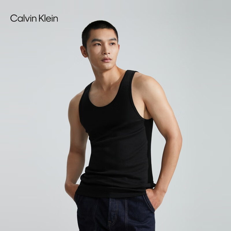 卡尔文·克莱恩 Calvin Klein 内衣夏季男女同款ck三件装纯棉细螺纹舒适打底家