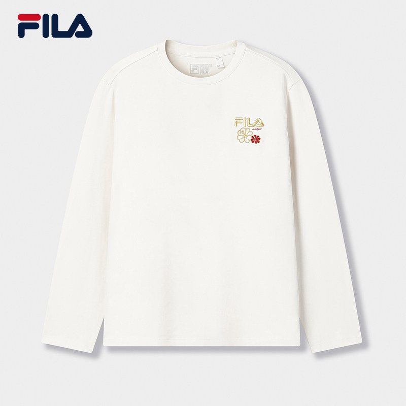 FILA 马上起飞FILA斐乐男女长袖T恤2026春新款情侣海棠花红色新年长T恤 429元