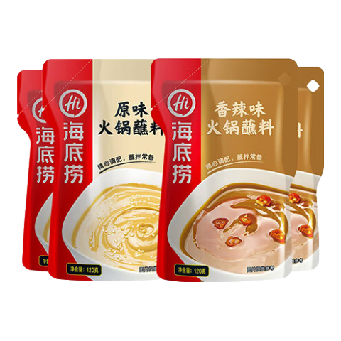 京东百亿补贴、plus会员:海底捞火锅蘸料量贩（原味芝麻酱120g*2+香辣味芝麻