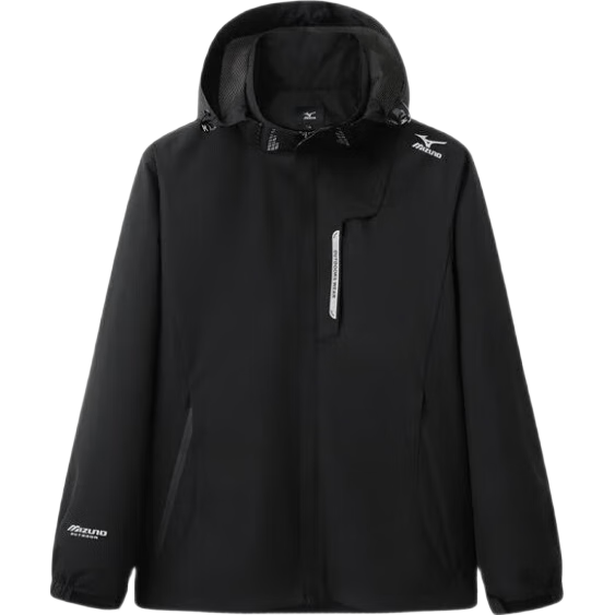 美津浓 户外休闲夹克男女春秋薄款防风防水外套RTA2CC3103 黑色 2XL 198.9元