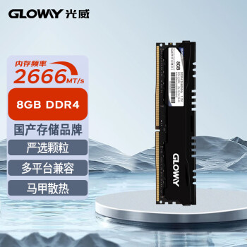 GLOWAY 光威 悍将系列 DDR4 2666MHz 台式机内存 马甲条 黑色 8GB ￥76