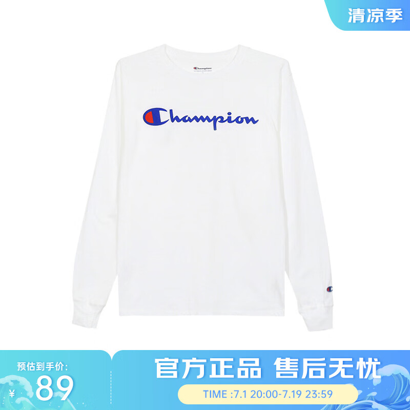 Champion 草写logo纯色男士圆领长袖T恤 GT78H-Y06794-045 ￥43.5