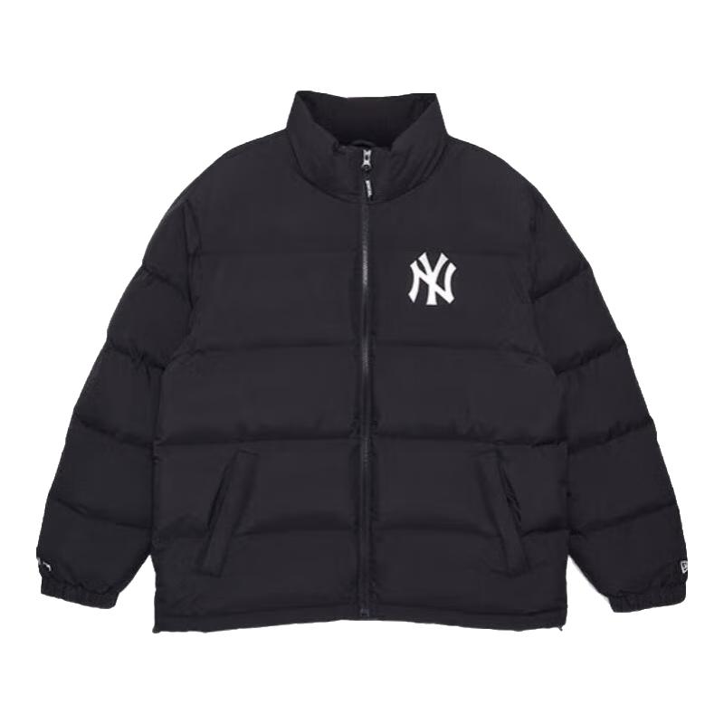 NEW ERA 纽亦华 ERA纽亦华MLB羽绒服男女NY印花立领保暖鸭绒 14387859-黑色 纽约洋