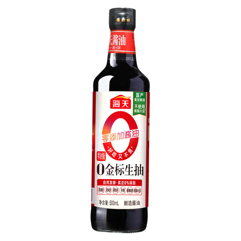 海天 零添加 特级 0金标生抽 500ml 3.4元