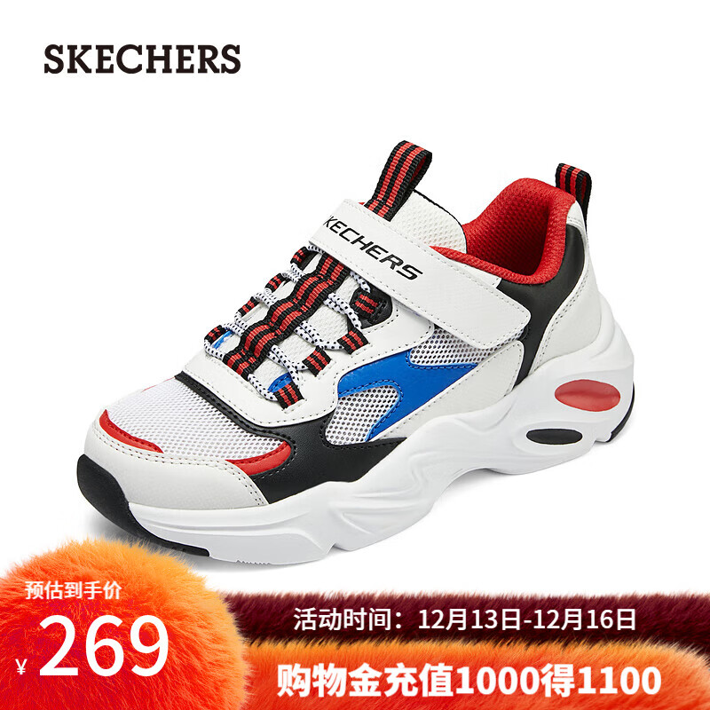 SKECHERS 斯凯奇 童鞋夏时尚男大童网面鞋子透气405235L 白色/多彩色/WMLT 38码 419