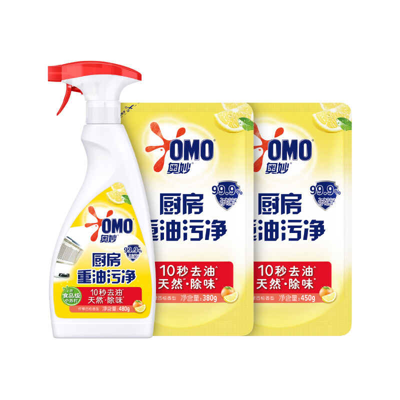 OMO 奥妙 厨房重油污净 2.62斤装（赠补充装450g*） 11.92元