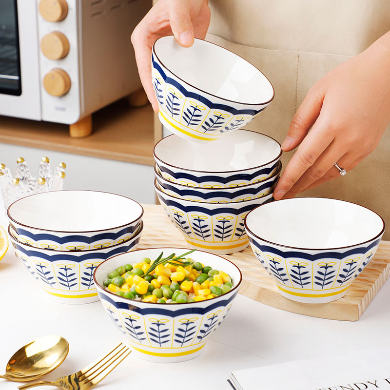 句途16件套北欧蓝花碗盘米饭碗菜盘家用陶瓷餐具套装 29.9元（需用券）