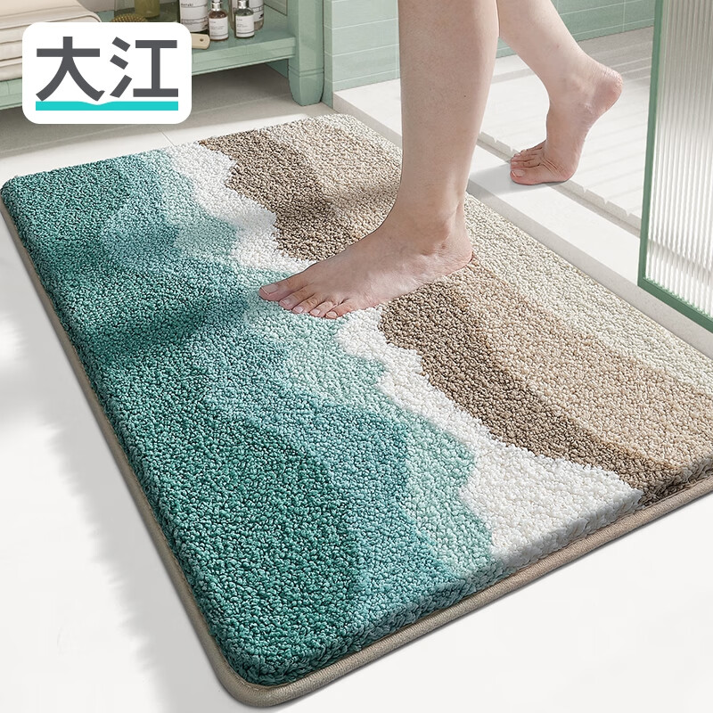 DAJIANG 大江 植绒浴室地垫吸水防滑速干40x60cm 平静海滩 49.9元