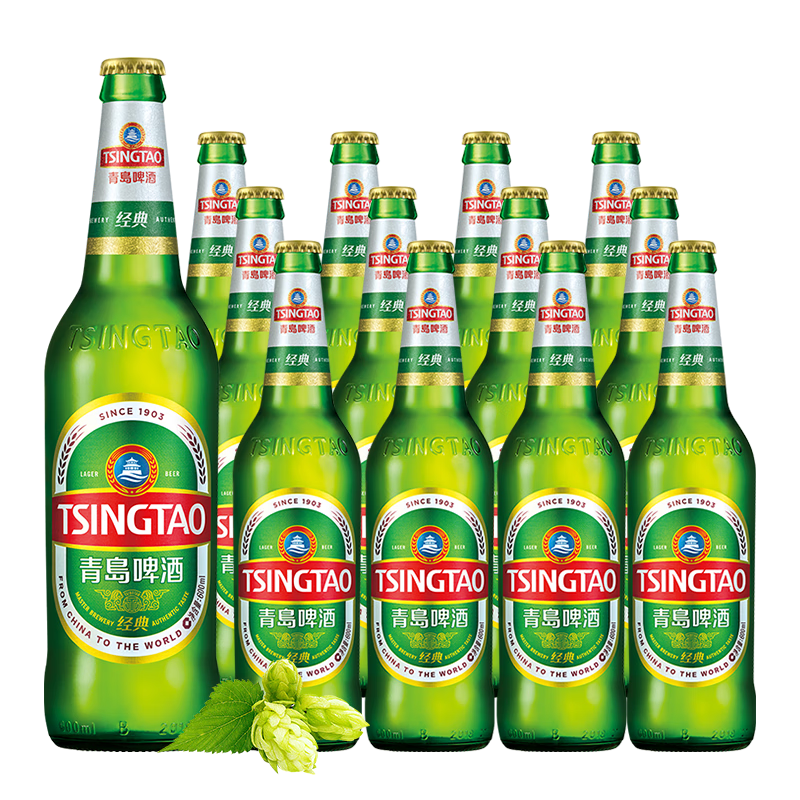 京东会员：青岛啤酒（TsingTao）经典系列 大容量浓郁麦香600ml*12瓶 *3件 148.87