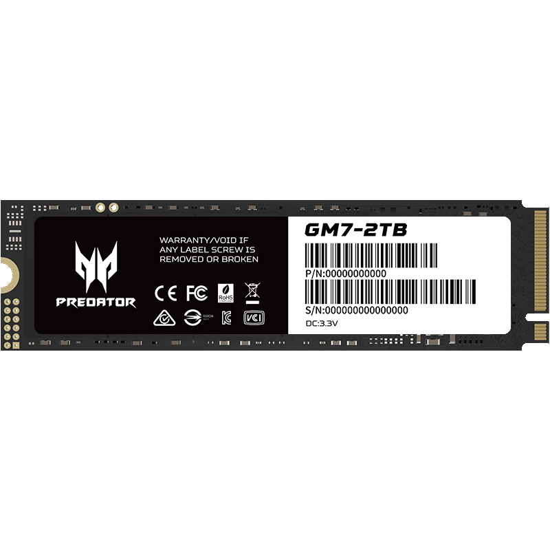 今晚20点、PLUS会员：PREDATOR 宏碁掠夺者 GM7系列 NVMe M.2 SSD固态硬盘 2TB（PCI-E4.