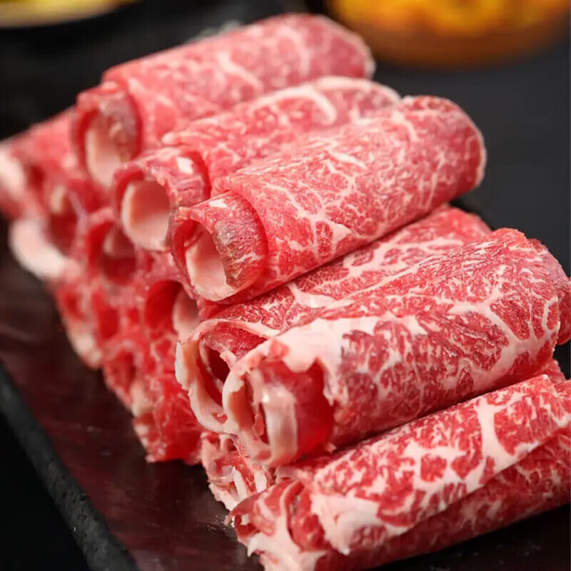 京东 安格斯M5肥牛片谷饲原切肥牛卷新鲜雪花牛肉火锅菜品 安格斯M5牛肉卷2