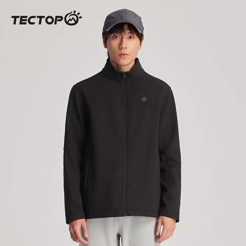 TECTOP 探拓 软壳衣防风登山透气耐磨外套连帽运动风衣 云墨黑 XL 129元