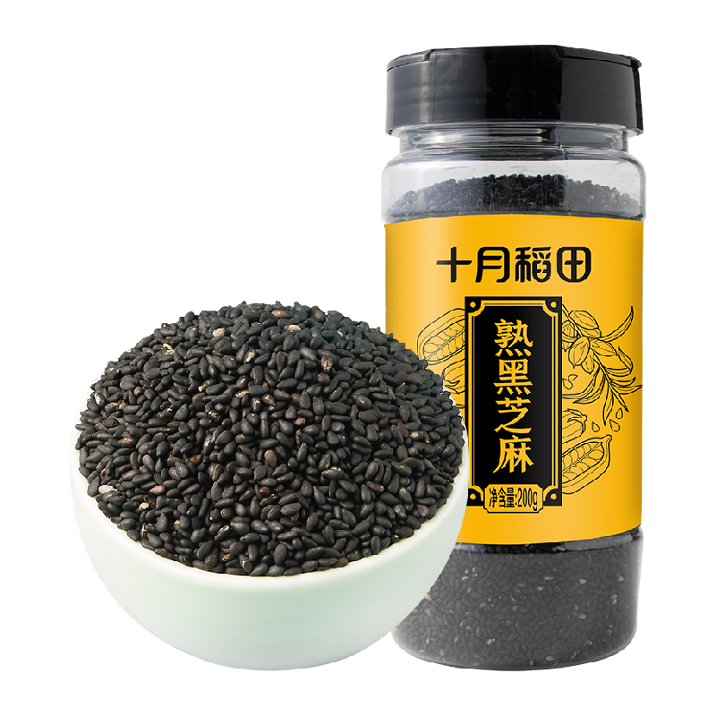 十月稻田 SHI YUE DAO TIAN 熟黑芝麻五谷杂粮200g×1罐即食烘焙熟白芝麻伴侣 ￥7.