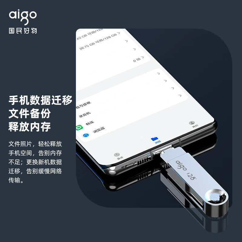 移动端：aigo 爱国者 Type-C 手机U盘 U353 高速两用 双接口U盘 USB3.2 OTG 64G 30.1元