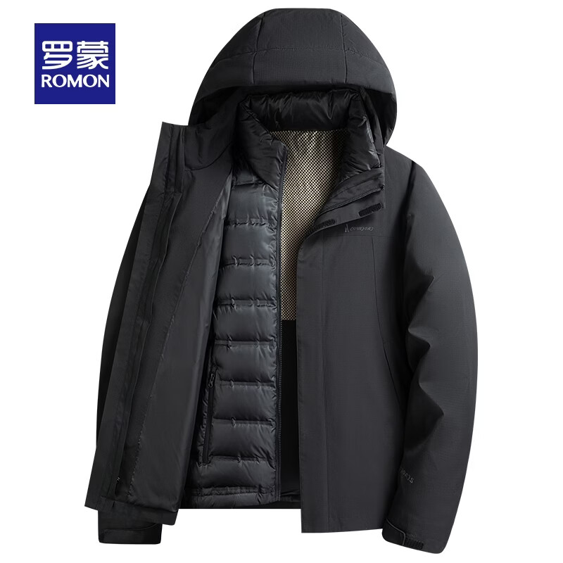罗蒙 鹅绒 可拆卸内胆三合一 男士鹅绒羽绒服 229元 - 线报酷