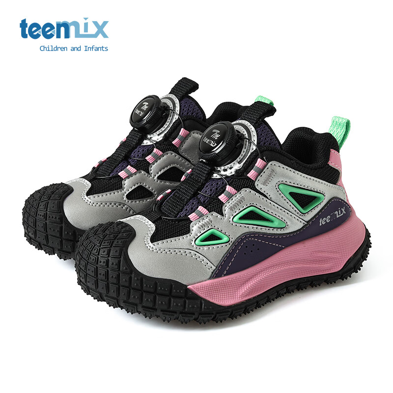 天美意 儿童运动鞋春秋季男女童透气网面休闲鞋防滑耐磨运动跑步鞋子 紫