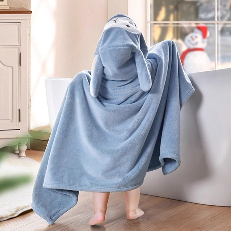 迪士尼 珊瑚绒儿童斗篷洗澡巾*2件 70×140cm（买1赠1） 39.90元（合19.95/件）